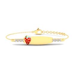 Pargold® 14K 585 Gold Armband für Kinder | Leicht und hypoallergen | Erdbeer-Design mit kleinen Zirkonsteinen | Ideal für besondere Anlässe wie Geburtstag von Pargold