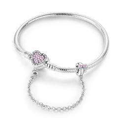 Parmuz 925 Sterling Silber Charms Armband für Frauen Liebe Herz Sommer Ozean Iconic Moments Schlangenkette Armband mit 5A Zirkonia Geschenk für Mutter von Parmuz