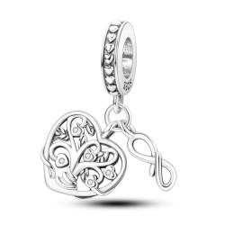 Parmuz 925 Sterling Silber Charms für Armband Frau Liebe Herz Böses Auge Gänseblümchen Blume Anhänger Perlen für Halskette Hund Katze Charme Schmuck Geschenk für Sie von Parmuz