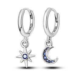 Parmuz Drop/Dangle Ohrringe für Frauen Mädchen 925 Sterling Silver Hoop Ohrringe Leichtes Statement Boho Evil Eye Star Moon Liebe Huggie Ohrringe Schmuck Geschenk von Parmuz