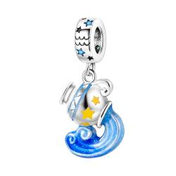 Parmuz -Zodiac -Zeichen Zauber für Armband Halskette 925 Sterling Silber Charms 12 Sternbild/Horoskop Star Dangle Geburtssteinperlen, Geburtstag Schmuckgeschenke für Frauen Jungen. von Parmuz