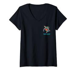 Damen Parris Island South Carolina SC Urlaub Strand Meeresschildkröte T-Shirt mit V-Ausschnitt von Parris Island South Carolina Vintage Surf Apparel