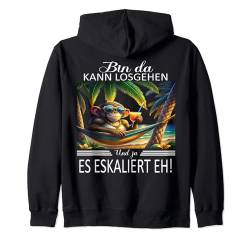 Bin da kann losgehen und ja es eskaliert eh Kostüm Affe fun Kapuzenjacke von Partykostüm für Mädelsabend Partyshirt Damen Spaß