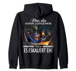 Bin da kann losgehen und ja es eskaliert eh Kostüm Affe fun Kapuzenjacke von Partykostüm für Mädelsabend Partyshirt Damen Spaß