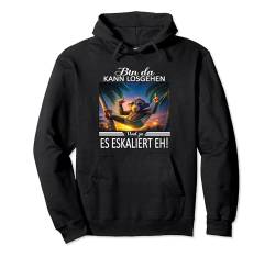 Bin da kann losgehen und ja es eskaliert eh Kostüm Affe fun Pullover Hoodie von Partykostüm für Mädelsabend Partyshirt Damen Spaß