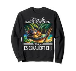 Bin da kann losgehen und ja es eskaliert eh Kostüm Affe fun Sweatshirt von Partykostüm für Mädelsabend Partyshirt Damen Spaß