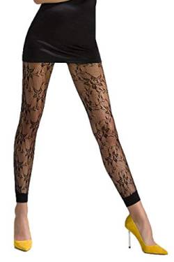 Passion Dessous Schwarze Frauen Netz-Strumpfhose transparent mit blumen Muster elastisch 1/2 von Passion Dessous