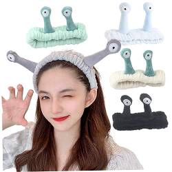 Schneckenstirnband 5pcs Snail Spa Make -up Stirnbänder Gesicht Waschland -Stirnband Süßes Cartoon Koralle Fleece Elastic Haartbänder für Duschsport -Hautpflege Schneckenstirnband von Pastoralist