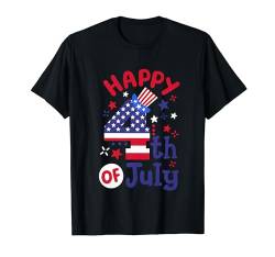 Patriotischer Hut mit Aufschrift "Happy 4th Of Juli", amerikanische Flagge, Herren, Damen, Kinder T-Shirt von Patriotic American 4th of July Apparel