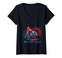 Damen American Construction 4. Juli für Jungen und Mädchen T-Shirt mit V-Ausschnitt von Patriotic Builders Kids