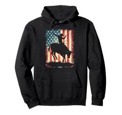 Rodeo Bull Rider & Bull Riding | Western & USA Flagge Cowboy Pullover Hoodie von Patriotic Country Cowgirl Gifts For Men & 4th July