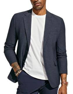 Sakkos für Herren mit Reverskragen Dünner Blazer für Hochzeit Party Sommer Sakko Navy blau L von PaulJones