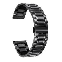 Edelstahl-Uhrenarmbänder, 12 - 22 mm, Metall, Ersatzarmband, Smartwatch, gerade und gebogene Enden, für Herren und Damen (Schwarz, 20 mm) von Paulapang