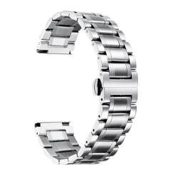 Edelstahl-Uhrenarmbänder, 12 - 22 mm, Metall, Ersatzarmband, Smartwatch, gerade und gebogene Enden, für Herren und Damen (Silber, 19 mm) von Paulapang