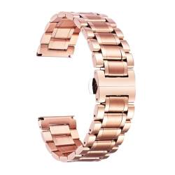 Edelstahl-Uhrenarmbänder, 12 - 22 mm, Metall-Ersatzarmband, Smartwatch, gerade und gebogene Enden, für Herren und Damen (Roségold, 18 mm) von Paulapang