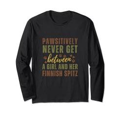 Lustiges Geschenk für Hundeliebhaber, Motiv: finnischer Spitz Langarmshirt von Pawsitively Never Get Between A Girl & Her Dog