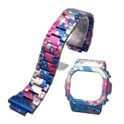 Aluminiumlegierung Uhrengehäuse Lünette Umwandlung Armband Armband Armband Fit for Casio Fit for G-Shock DW5600E GW-B5600 GWM5610(Pink Blue set) von PctkeLsend