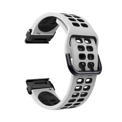 QuickFit 22 mm 26 mm Silikon-Sportarmband passend for Garmin EPIX GEN2 Fenix7 7X Solar/6X 6XPro 5XPlus Forerunner 935 Enduro 2 Armband(White Black,QuickFit 22mm) von PctkeLsend