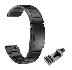 Uhrenarmbänder aus Edelstahl passend for Garmin Fenix ​​3/5/5X/5S. Einfach und schnell zu installierendes Fit Link-Ersatzarmband for Smartwatch, 20 mm, 22 mm, 26 mm.(Black,20mm For Fenix 6 Pro) von PctkeLsend