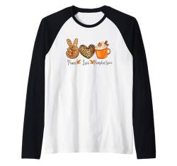 Peace Love Pumpkin Spice Fall Tee für Frauen Herbst Vibes Raglan von Peace Love Pumpkin Spice Autumn Vibes Apparel