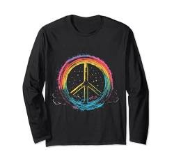Regenbogen Peace Love Hippie Kostüm Friedenssymbol Damen Langarmshirt von Peace Love Shop Friedenssymbol Hippie Designs