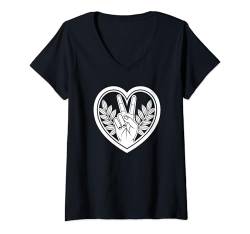 Damen Peace Shirt Peace and Love T-Shirt mit V-Ausschnitt von Peace Sign Shirts