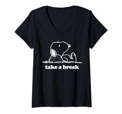 Damen Erdnüsse - Snoopy Take A Break T-Shirt mit V-Ausschnitt von Peanuts