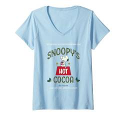 Damen Erdnüsse Weihnachten Snoopy's Hot Cocoa T-Shirt mit V-Ausschnitt von Peanuts