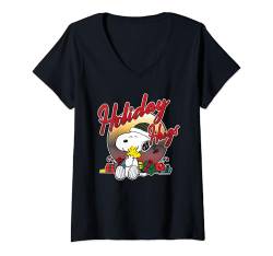 Damen Peanuts Snoopy Holiday umarmt Weihnachten T-Shirt mit V-Ausschnitt von Peanuts