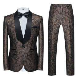 (Jacken + Hosen) Jacquard-Anzüge Für Herren Schalkragen-Blazer-Sets Schmale Passform Hochzeits-Smoking von Pegsmio