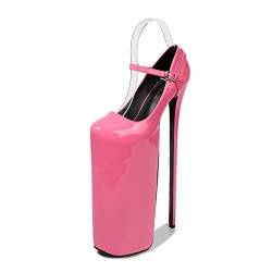 30CM/11.81 Zoll Damen Super High Heel Stiletto Schuhe-Nachtclub Sexy Plateau High Heels,Rosa,45 EU von PehuqfY