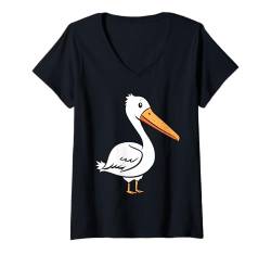 Damen Tiere lieben Pelikan-Vogel einfache Pelikane T-Shirt mit V-Ausschnitt von Pelikan-Vogel-Liebhaber-Pelikane-lustiges