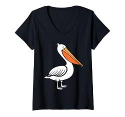 Damen Tiere lieben Pelikan-Vogel einfache Pelikane T-Shirt mit V-Ausschnitt von Pelikan-Vogel-Liebhaber-Pelikane-lustiges