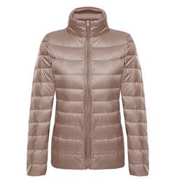 Leichte Daunenjacke Damen Steppjacke Leichter Daunenmantel Damen Stepp Winter Daunen Winterjacke Leicht Ultraleichte Dünne Übergröße Frauen Federleichte Softdaunenjacke Übergangsjacke Down Khaki L von Pengniao