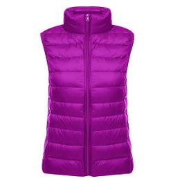 Leichte Daunenweste Damen Steppweste Leicht Ärmellose Daunen Weste Damen Dünne Übergröße Ultraleicht Light Daunenjacke Ärmellos Daunenmantel Steppjacke Ultraleichte Große Größen Winter Violett 2XL von Pengniao