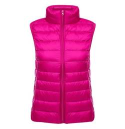 Leichte Daunenweste Damen Steppweste Leicht Ärmellose Daunen Weste Damen Dünne Übergröße Ultraleicht Light Daunenjacke Ärmellos Daunenmantel Steppjacke Ultraleichte Große Größen Winter Rosa 3XL von Pengniao