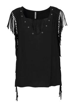 Damen Shirt Oberteil schwarz M Party PEPE JEANS m. Fransen von Pepe Jeans