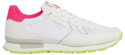 Pepe Jeans Damen Brit Neon W Sneaker, Weiß (Weiß), 6 von Pepe Jeans