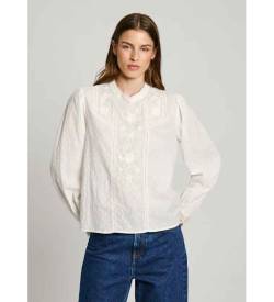 Pepe Jeans für Damen. PL304940 Bluse Primrose weiß (S), Lässig, Baumwolle, Langarm von Pepe Jeans