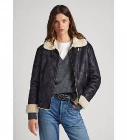 Pepe Jeans für Damen. PL402299 Jacke Ruth schwarz (S), Lässig, Polyurethan, Langarm von Pepe Jeans