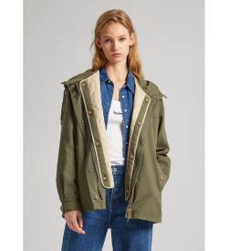 Pepe Jeans für Damen. PL402319 Sally Jacke grün (M), Lässig, Baumwolle, Langarm von Pepe Jeans