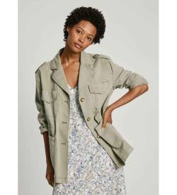 Pepe Jeans für Damen. PL402425 Jacke Annie grün (L), Lässig, Baumwolle von Pepe Jeans