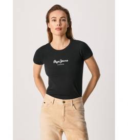 Pepe Jeans für Damen. PL505202 Neu Virginia Ss N T-shirt schwarz (XS), Lässig, Baumwolle, Kurzarm von Pepe Jeans