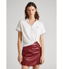 Pepe Jeans für Damen. PL505587 Polo Beere weiß (L), Lässig, Viskose, Kurzarm von Pepe Jeans