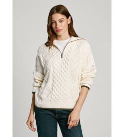 Pepe Jeans für Damen. PL702211 Feen-Pullover weiß (S), Lässig, Baumwolle, Langarm von Pepe Jeans