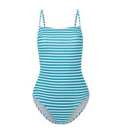 Pepe Jeans für Damen. PLB10491 Blau gestreifter Badeanzug (XS), Strandbekleidung, Polyester, Türkis von Pepe Jeans