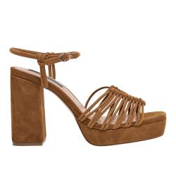 Pepe Jeans für Damen. PLS90655 Sandalen Lenny Life braun -Absatzhöhe 10cm (38), 8 bis 10 cm, Schnalle, Lässig von Pepe Jeans