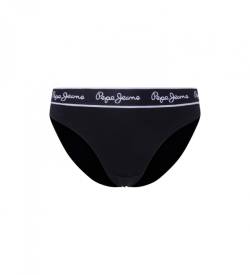 Pepe Jeans für Damen. PLU10917 Klassische Panty mit Logodruck Schwarz (L), Heimtextilien, Baumwolle, Modal von Pepe Jeans