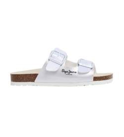 Pepe Jeans für Frauen/Mädchen. PGS80004 Oban Bay Sandalen weiß (32), Wohnung, Keine, Lässig, Kinderbekleidung von Pepe Jeans