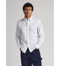 Pepe Jeans für Herren. PM308023 Cuxton Hemd weiß (L), Lässig, Baumwolle, Langarm, Nachhaltig von Pepe Jeans